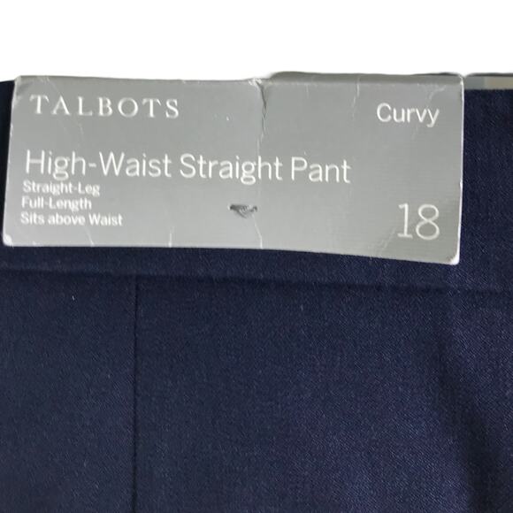 Talbots Curvy Dress Pants Womens 18 Navy Blue High Waist Straight Leg NWT - Picture 3 of 6